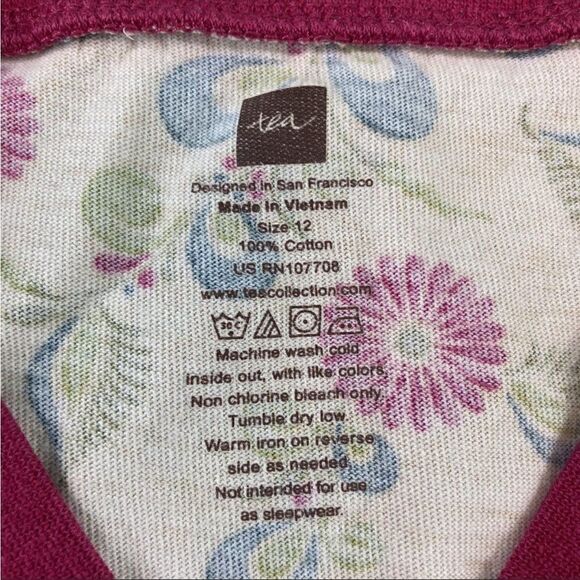 Tea Collection Kids Yellow Floral Long Sleeve V-Neck Casual Dress Size 12 - Picture 3 of 8